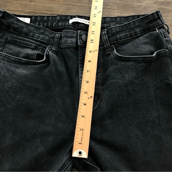 Pacsun Mens 33 waist Slim Fit Black Wash Jeans stretch distressed 33 X 30 - Picture 6 of 9
